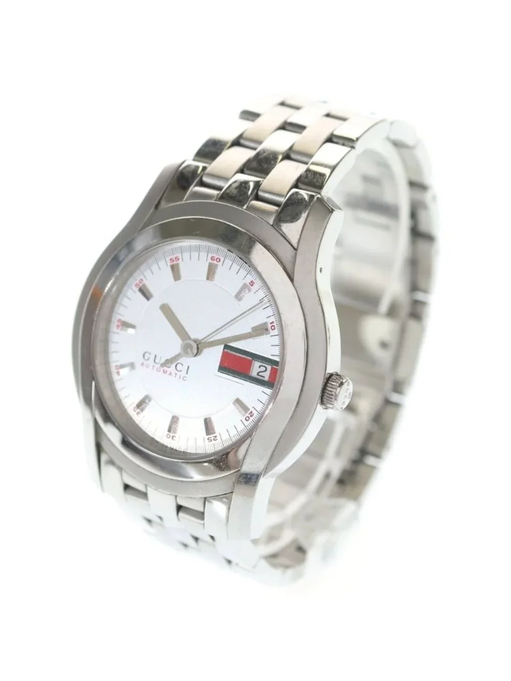 Gucci Automatic Watch SS Winding White Dial Silver